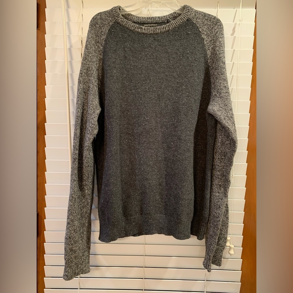 Banana Republic Factory Men's Cotton Blend Sweater Size L Gray Preppy Vintage